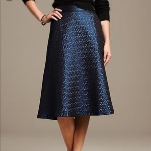Banana Republic Blue Metallic Midi Skirt
